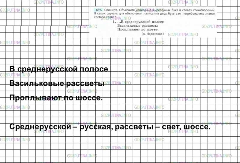 Решение 4: Номер №487 — ГДЗ по Русскому языку 7 класс: Ладыженская Т.А. | Спишите. Объясните написание выделенных букв в словах стихотворений. В каких слу