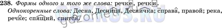 Решение 4: Номер №238 — ГДЗ по Русскому языку 9 класс: Ладыженская Т.А. | Выпишите формы одного и того же слова. Обозначьте окончание. Выпишите однокоренн
