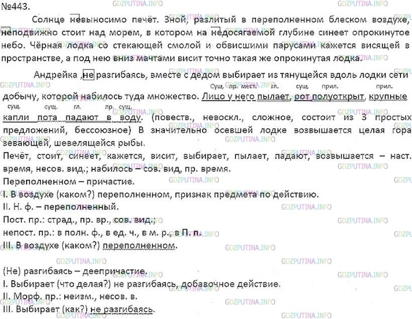 Решение 5: Номер №443 — ГДЗ по Русскому языку 7 класс: Ладыженская Т.А. | Определите стиль текста. Спишите, расставляя пропущенные запятые. Частицу не зак