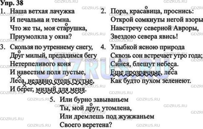 Решение 5: Номер №38 — ГДЗ по Русскому языку 9 класс: Ладыженская Т.А. | Вспомните известные поэтические строки А. С. Пушкина. Запишите, вставляя пропуще