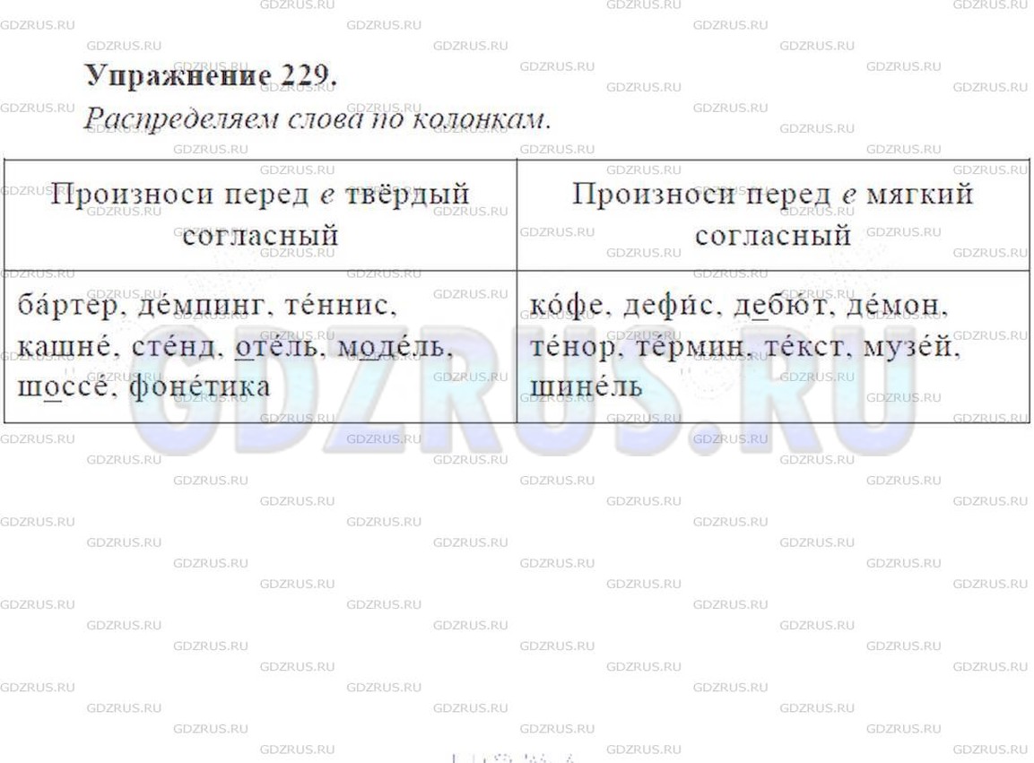 Решение 6: Номер №229 — ГДЗ по Русскому языку 9 класс: Ладыженская Т.А. | Выберите для каждой колонки слева один из следующих заголовков: «Произноси перед